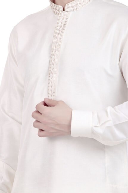 Ivory White Kurta Set with Subtle Embroidery